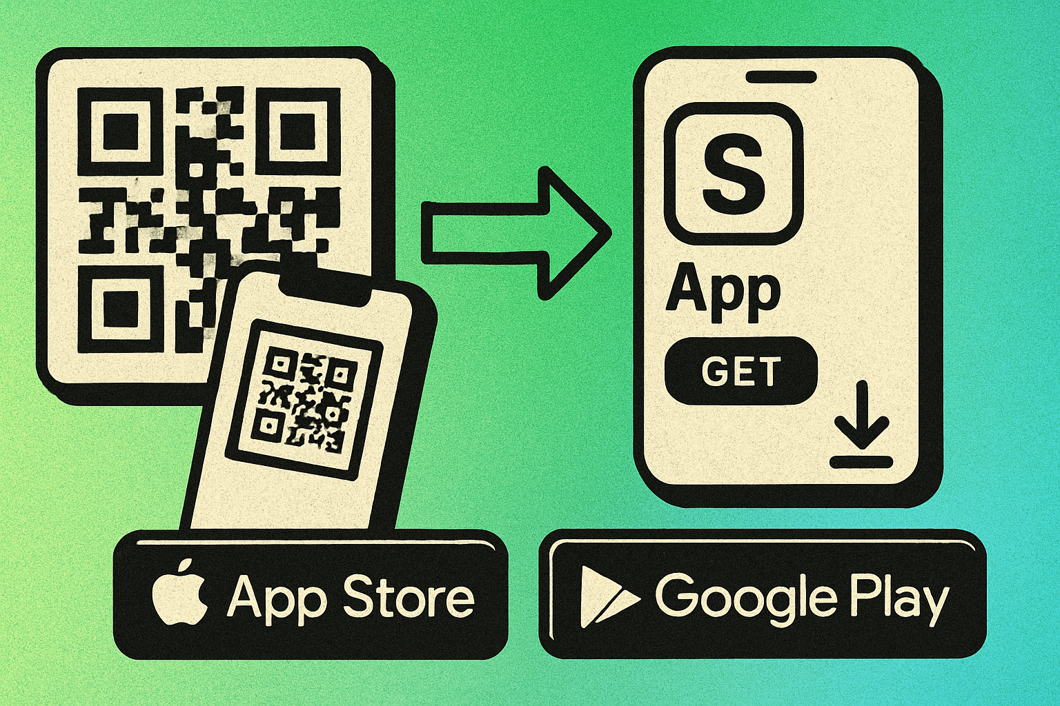 App Store QR code being scanned to download a mobile app