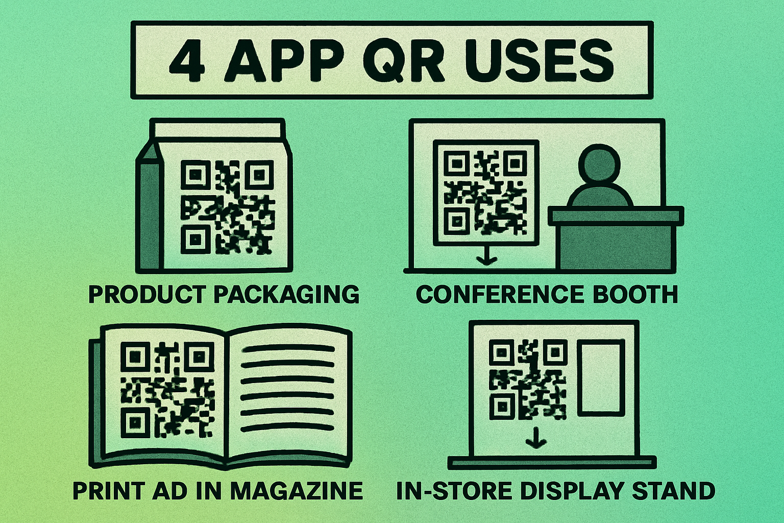 App download QR codes on product packaging, posters, and business cards