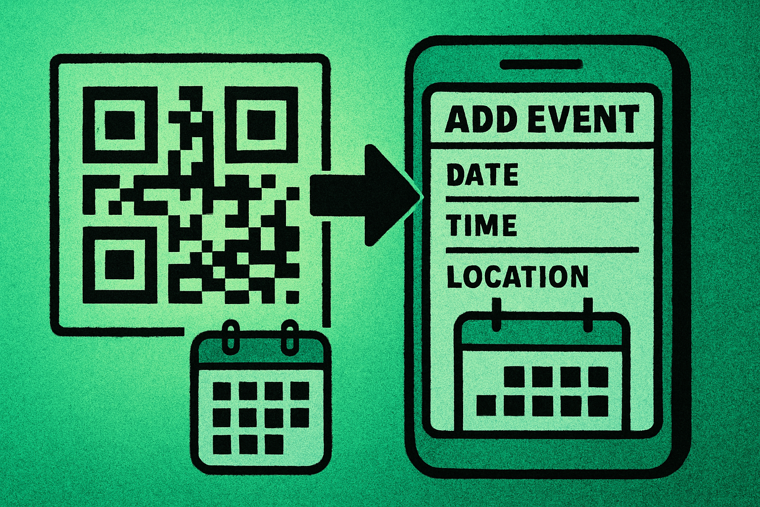 Calendar event QR code being scanned to add an event to a phone calendar