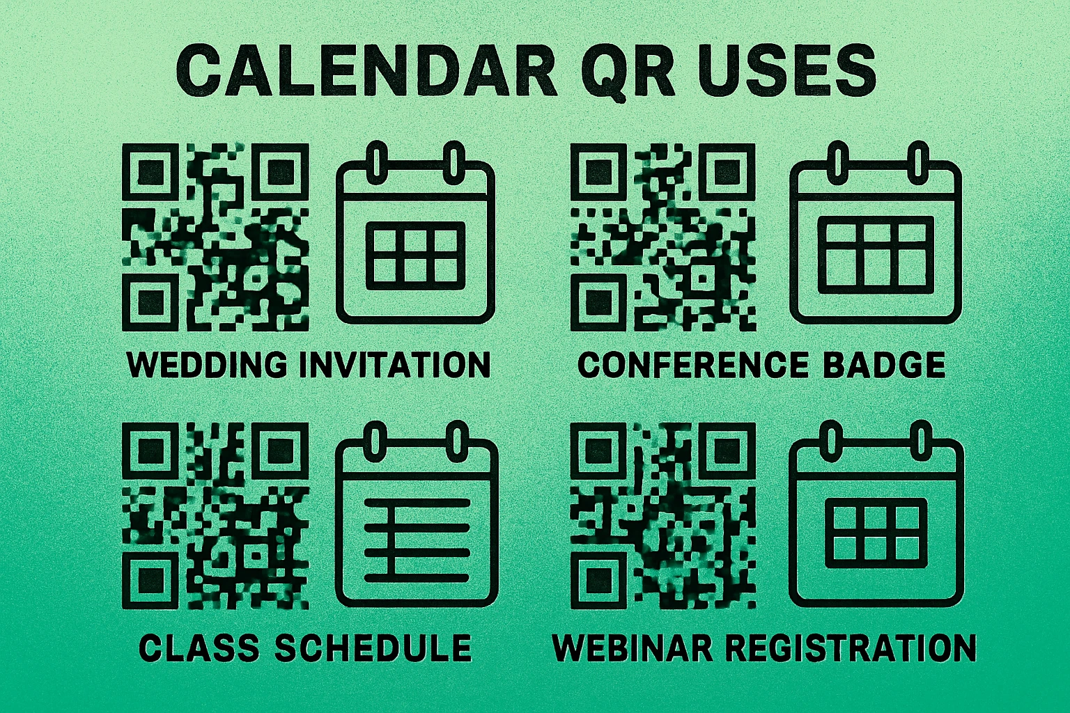 Calendar QR codes on conference badges, wedding invitations, and event posters