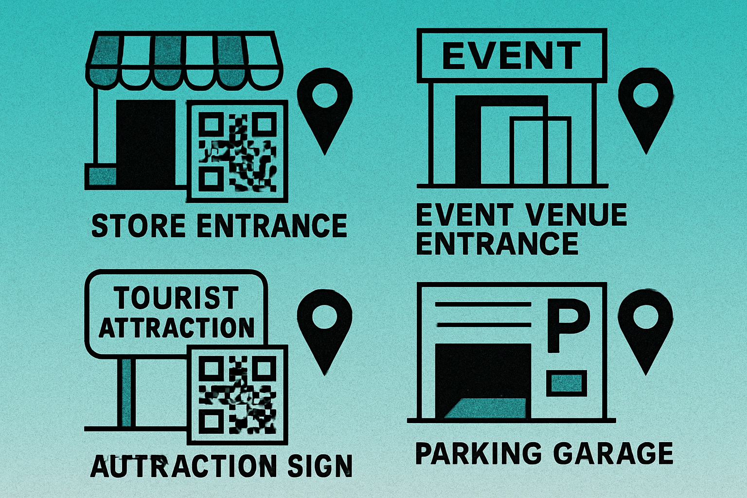 Location QR codes on event invitations, store signage, and tourist guides