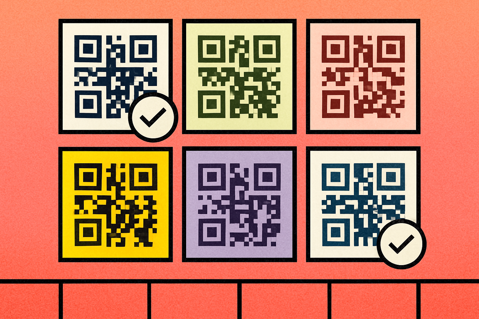 Grid of QR codes in different color combinations showing which ones scan