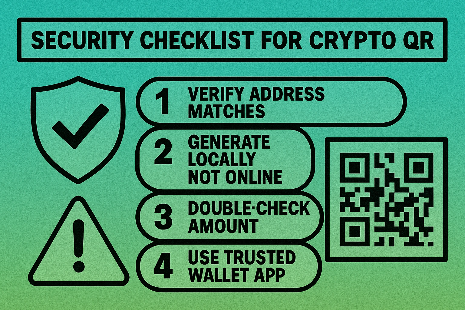 Security best practices for cryptocurrency QR codes showing address verification