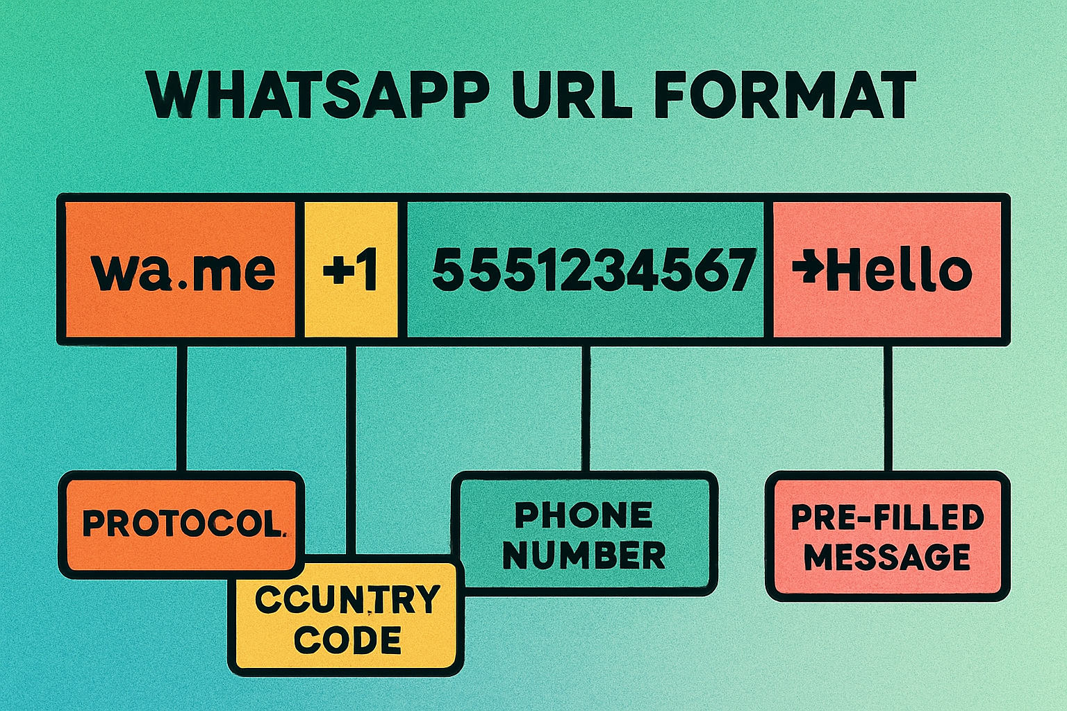 WhatsApp URL format for QR codes showing phone number and pre-filled message