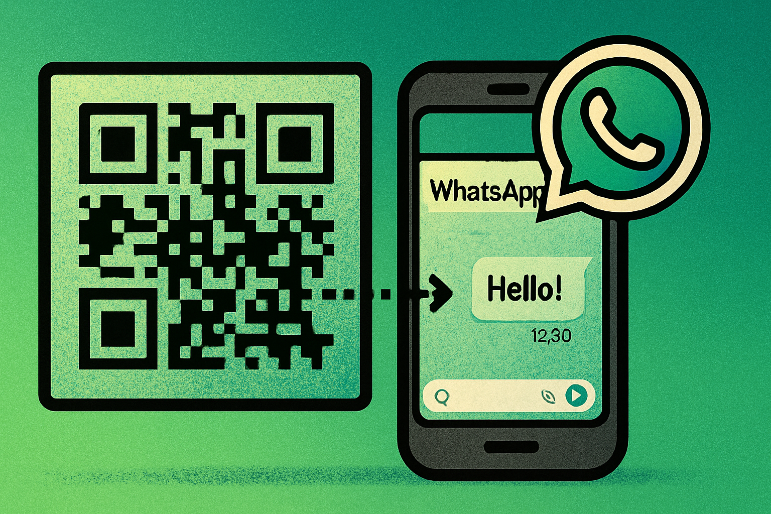 WhatsApp QR code being scanned to start an instant message conversation