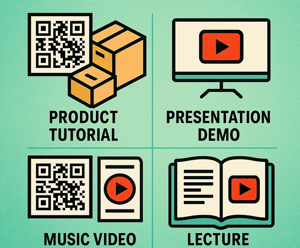 YouTube QR codes on product packaging, presentations, and marketing materials