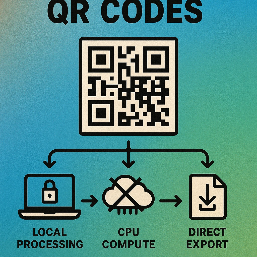 Technical diagram showing data flow from text input through local encoding to PNG output on Mac
