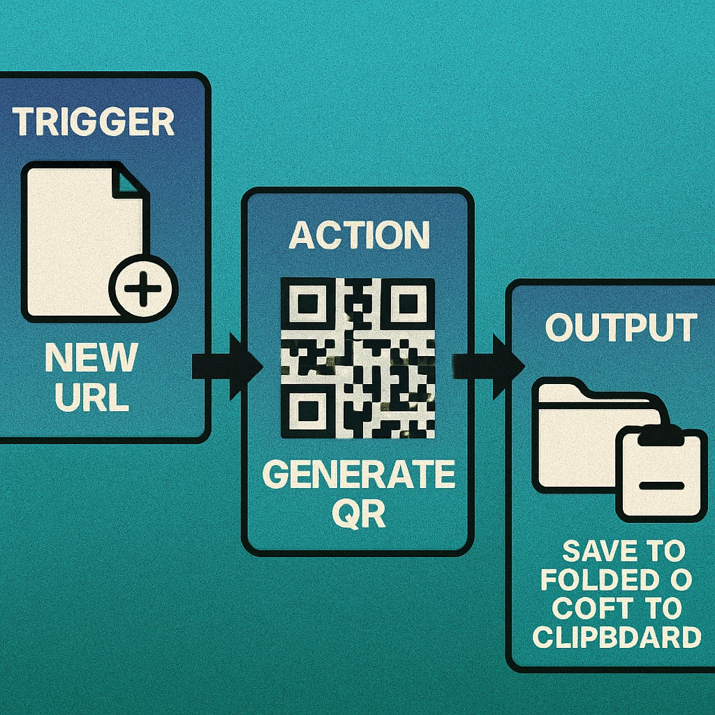 macOS Shortcuts Automation tab showing a weekly QR code generation schedule configured with a time trigger