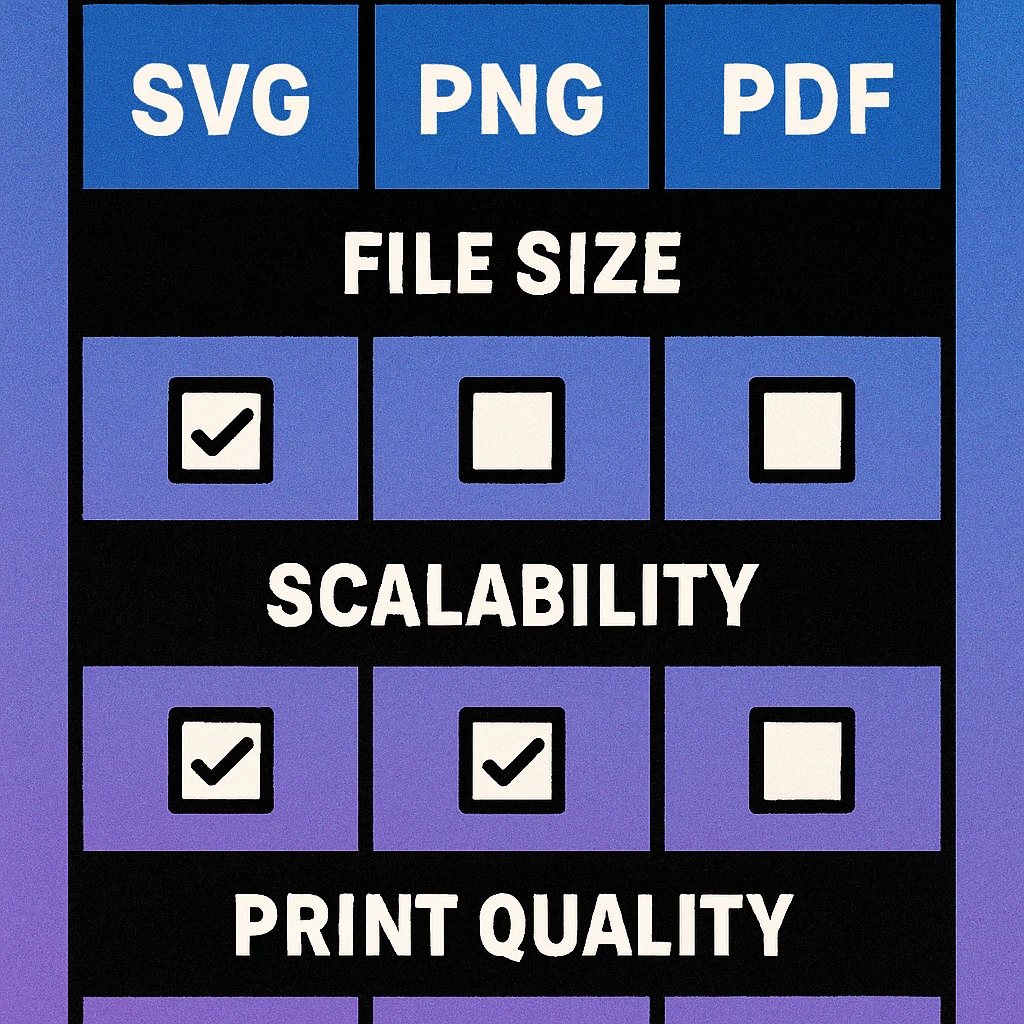 Side-by-side comparison of SVG vector QR code and PNG raster QR code at high magnification showing crisp vs pixelated edges