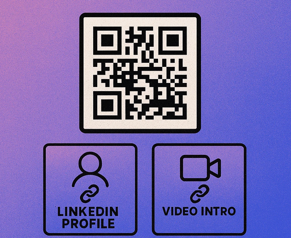 Four destination options for a resume QR code: portfolio website, LinkedIn profile, GitHub, and video introduction