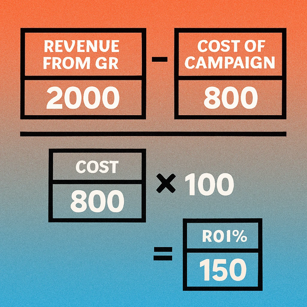 QR code ROI formula breakdown showing cost inputs and revenue outputs