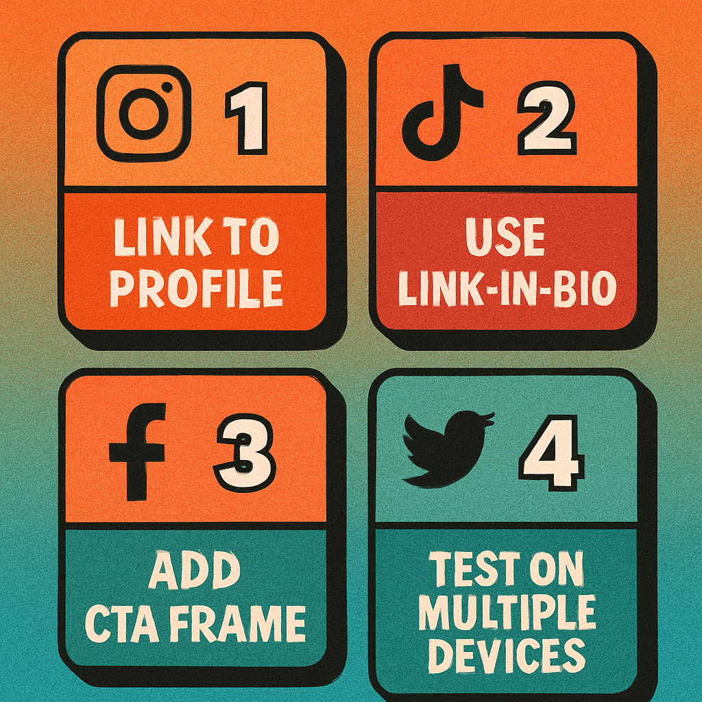 Illustration of QR code placements on product packaging, event lanyards, shop window signage, and a business card