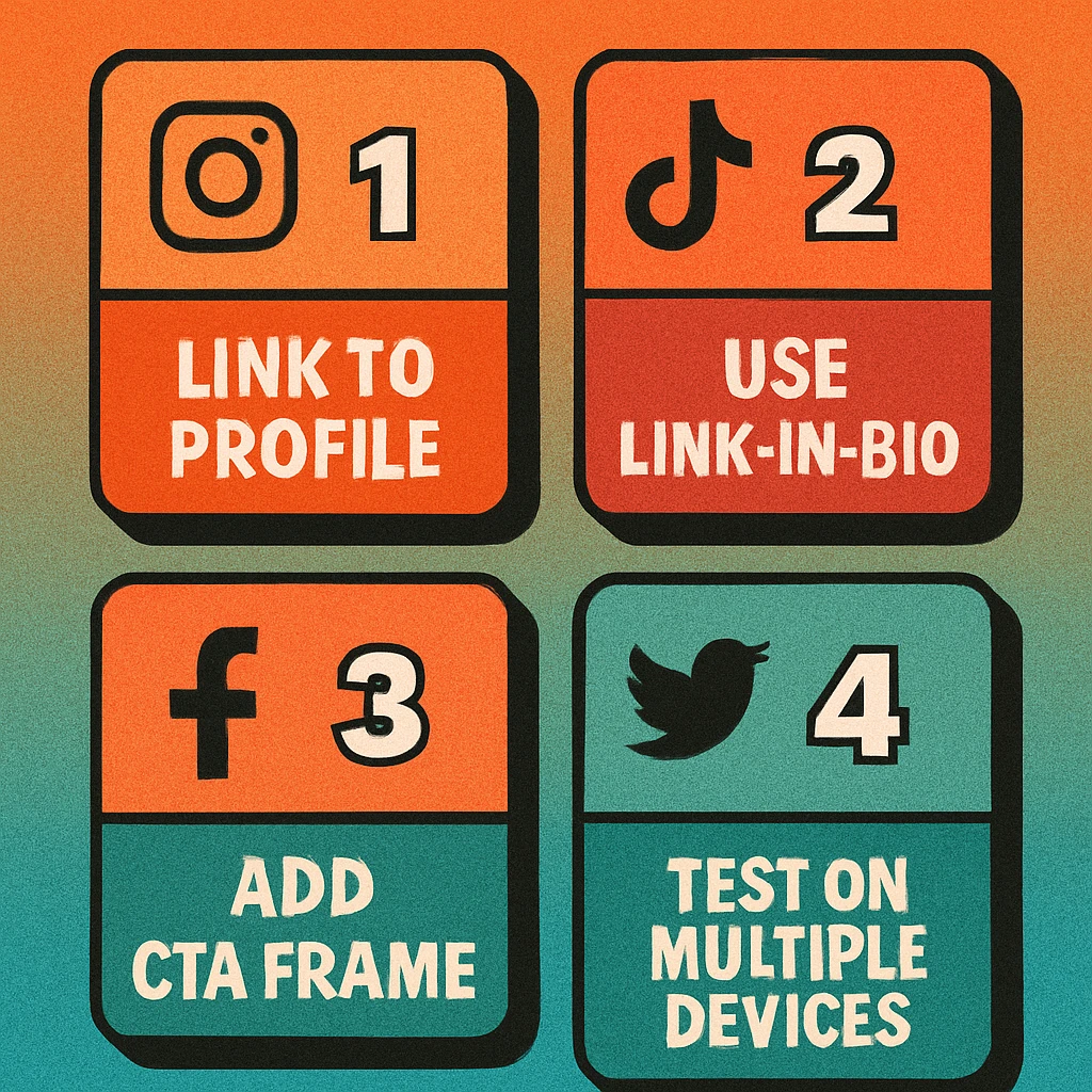 Illustration of QR code placements on product packaging, event lanyards, shop window signage, and a business card