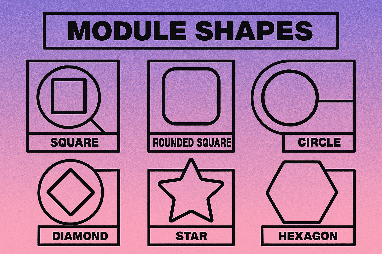 Close-up comparison of QR code module shapes