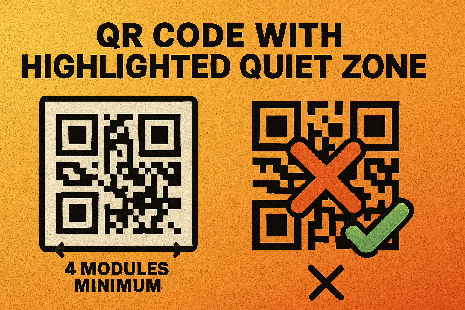 QR code showing the required quiet zone white border of at least 4 modules around the code