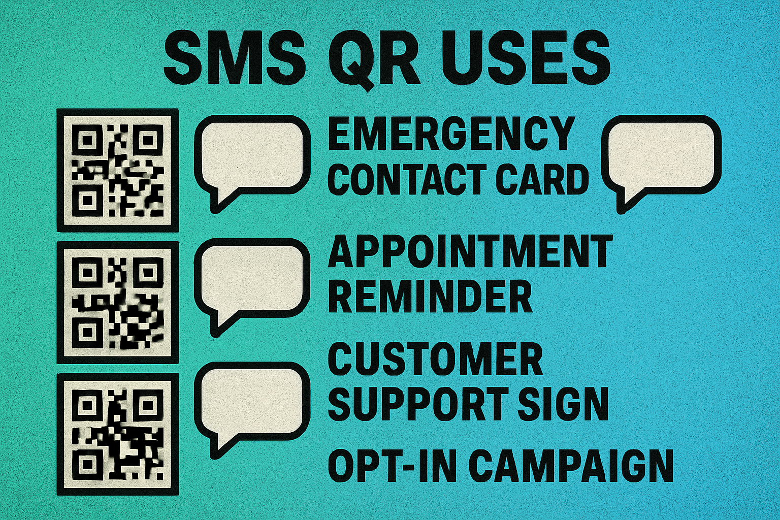 SMS QR codes on emergency cards, customer service materials, and appointment reminders
