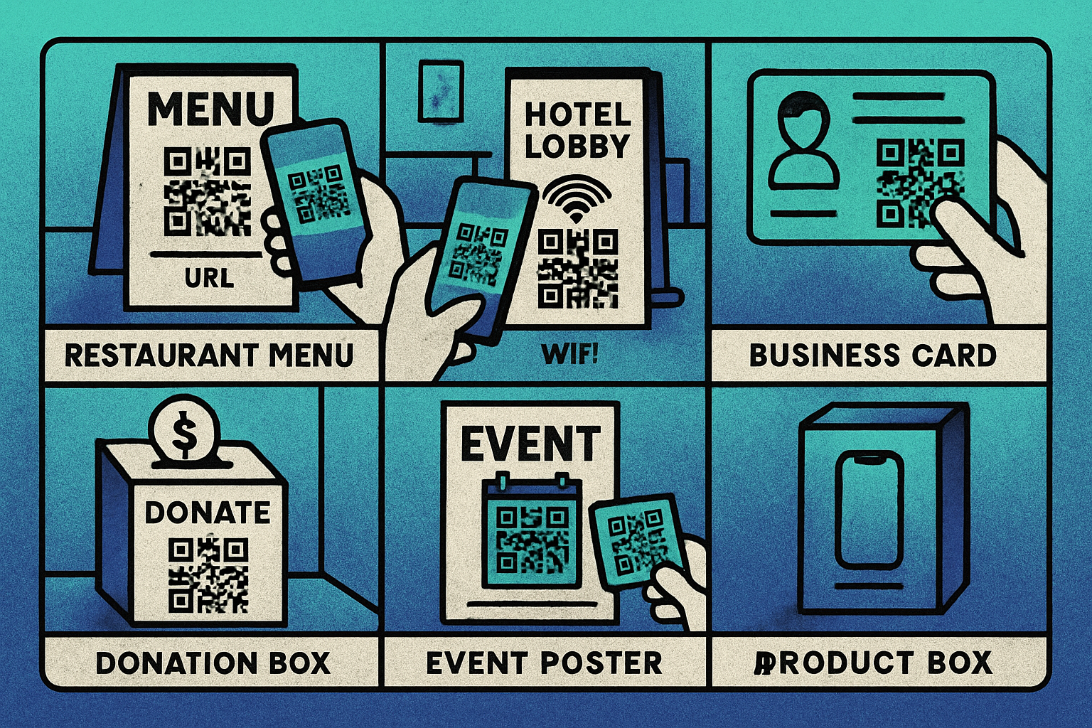 Real-world examples of different QR code types in use