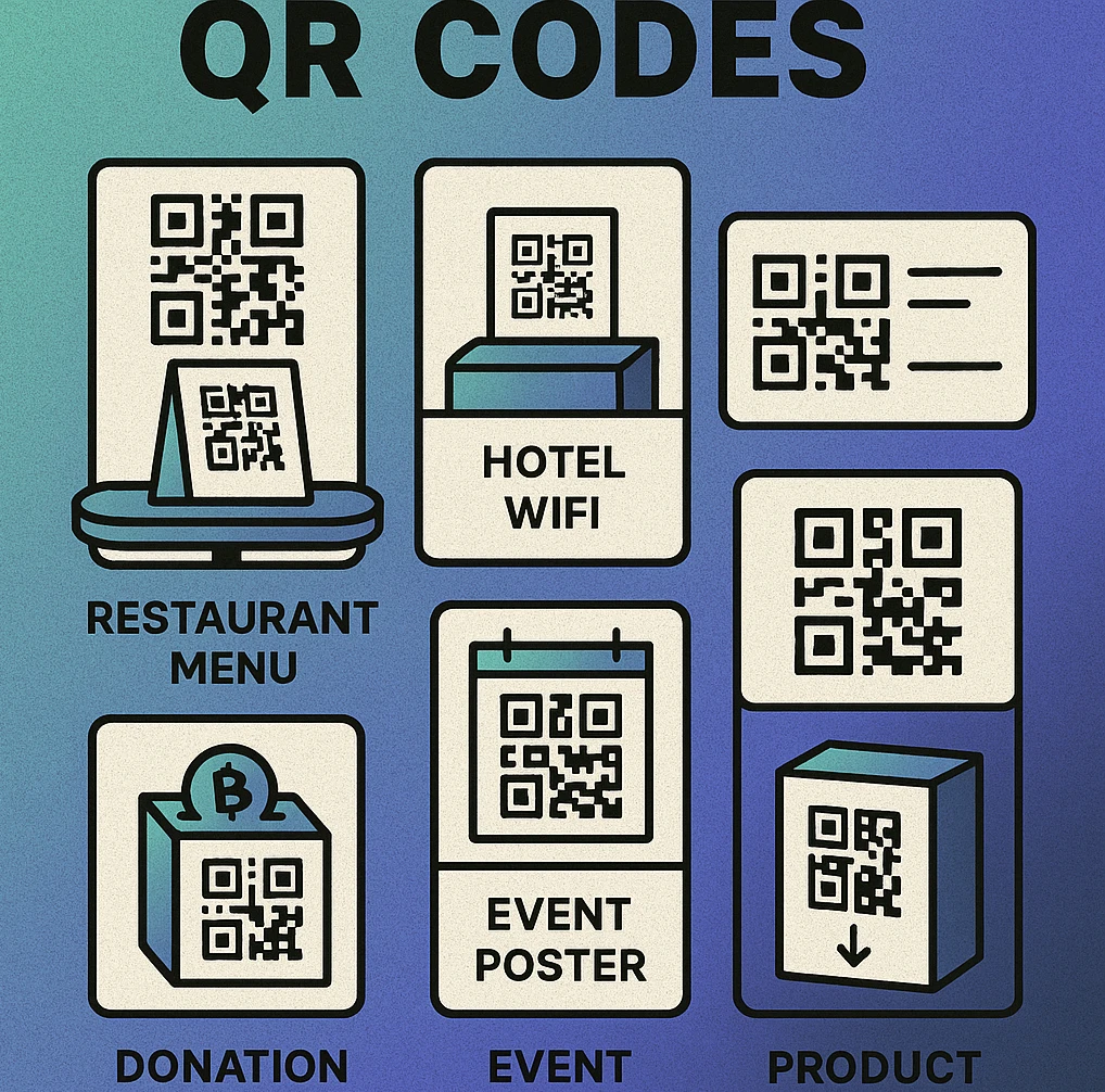 Real-world examples of different QR code types in use