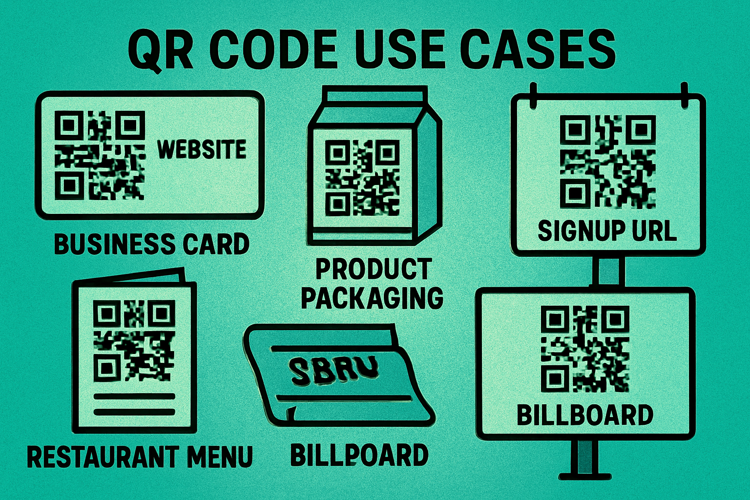 URL QR codes on business cards, product packaging, and print ads