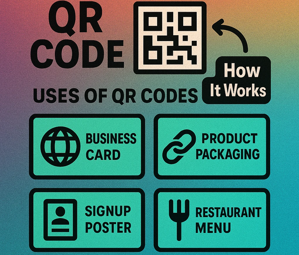 URL QR codes on business cards, product packaging, and print ads