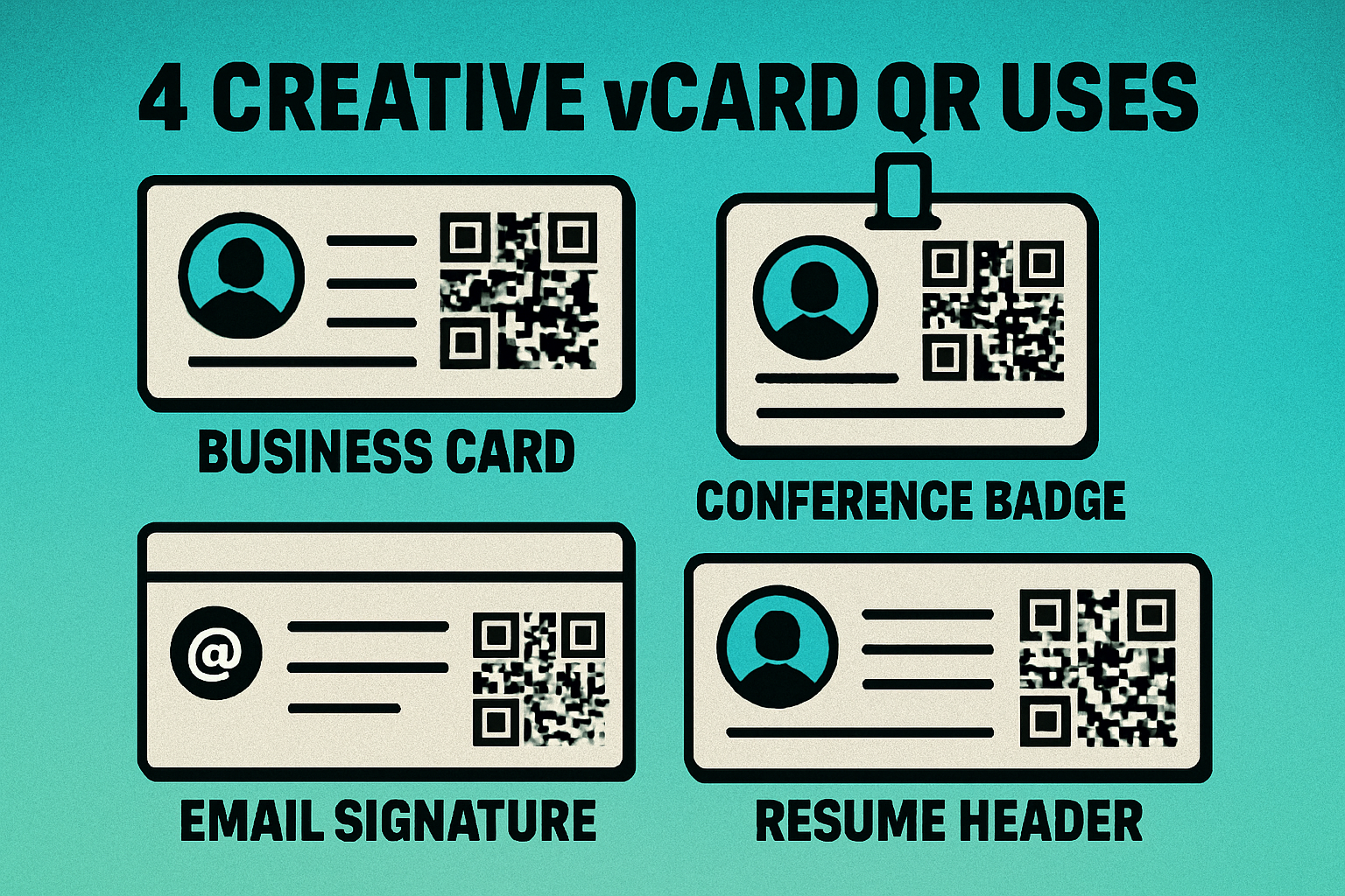 Creative uses of vCard QR codes on business cards, name badges, and email signatures