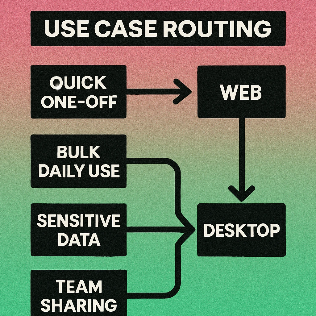 Decision flowchart showing use case scenarios and which type of QR code generator is best suited for each